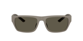 Das Bild zeigt die Emporio Armani Sonnenbrille EA4267U in hellbraun matt gummiert von vorne.